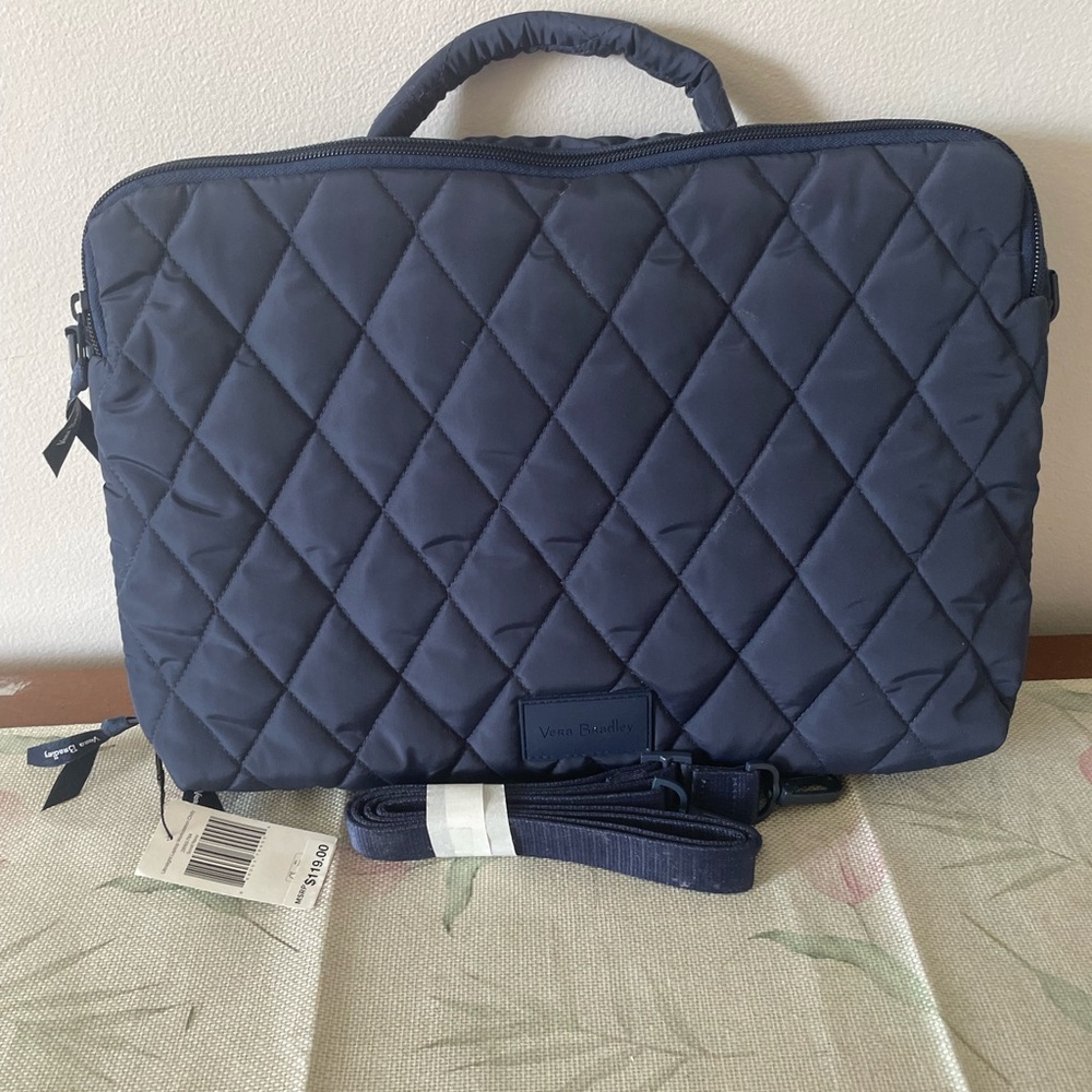 Vera Bradley Ultralight Laptop Workstation Crossbody in Navy Blue NWT